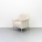 2x Leolux Mayuro Fauteuil Wit Leer - Chroom, Huis en Inrichting, Fauteuils, Minder dan 75 cm, Ophalen of Verzenden, Zo goed als nieuw