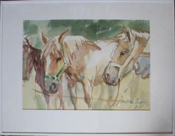 Jan van Loon, aquarel Zuidlaardermarkt.  beschikbaar voor biedingen