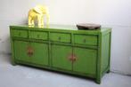 Uniek Chinees Groen Dressoir Stoere Landelijke Oosterse Kast, Nieuw, Ophalen of Verzenden, Minder dan 150 cm, Minder dan 100 cm