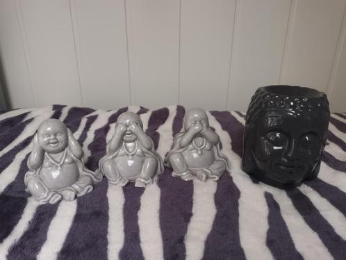z.g.a.n boedha horen, zien en zwijgen + waxbrander boedhahoo, Huis en Inrichting, Woonaccessoires | Boeddhabeelden, Zo goed als nieuw