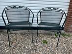 6 stuks groene gietijzeren tuinstoelen, prijs per stuk!, Ophalen, Gebruikt, Metaal, Stapelbaar