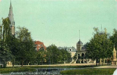 (377-486-031) Amsterdam Vondelpark met Paviljoen, Verzamelen, Ansichtkaarten | Nederland, Noord-Holland, Verzenden
