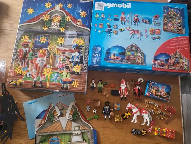 Playmobil Sinterklaas set partij stoomboot zwarte pieten, Kinderen en Baby's, Speelgoed | Playmobil, Zo goed als nieuw, Complete set