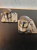 Dubbelwandige espressokopjes, schotels, lepel, Guido Bergna., Ophalen of Verzenden, Overige materialen, Overige stijlen, Kop(pen) en/of Schotel(s)