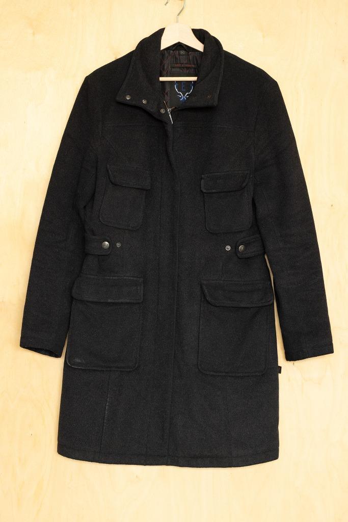 Eddys jackets mooie zwarte wollen lange winterjas L 42, Kleding | Dames, Jassen | Winter, Gedragen, Maat 42/44 (L), Zwart, Ophalen of Verzenden