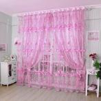 Roze Tulpen Vitrage Gordijnen Gordijn Bloemen Doorschijnend, Verzenden, Nieuw, 100 tot 150 cm, 200 cm of meer