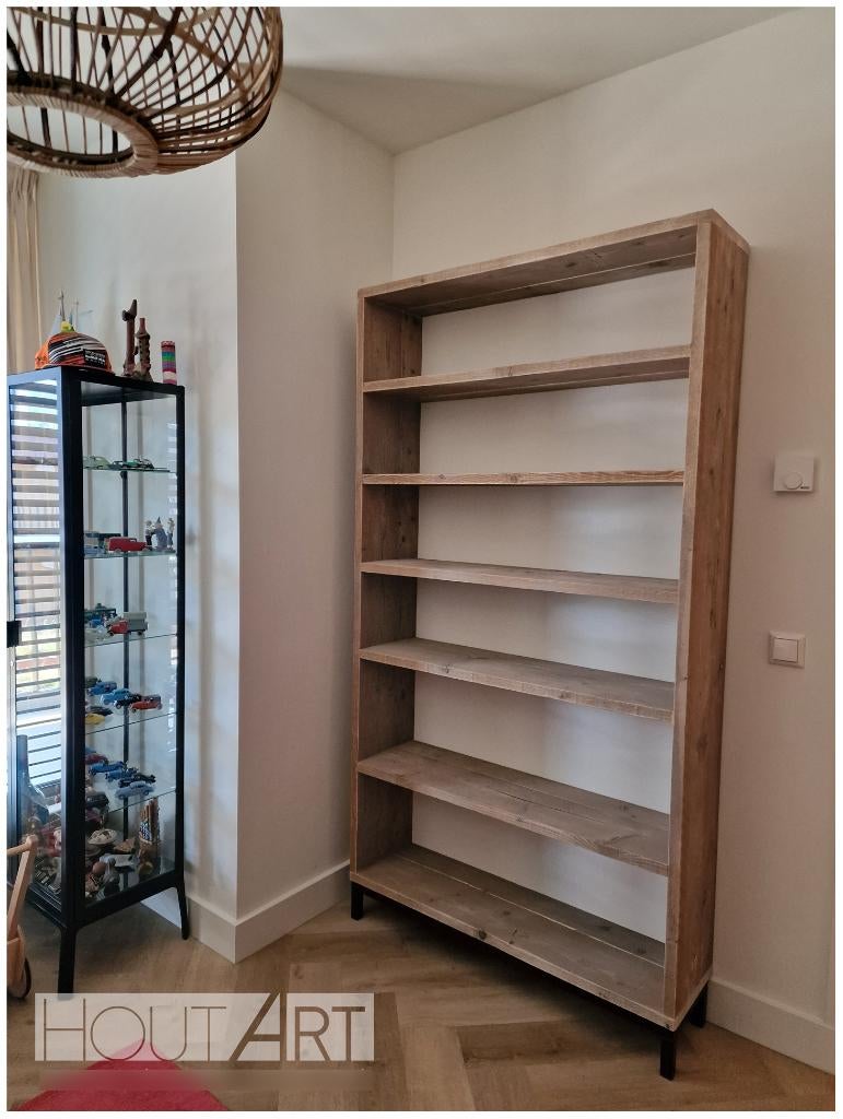 Boekenkast stalen onderframe met steigerhout legplanken, Met plank(en), Info@hout-art.nl, Nieuw, Hoeves 3 in Schijndel