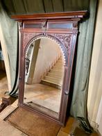 Antieke houten spiegel eind 19e eeuw incl klossen, Ophalen of Verzenden, Rechthoekig