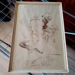 Fraaie aquarel uit 1960. dansend stel., Antiek en Kunst, Ophalen of Verzenden