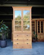 Hoge teak Vitrinekast | Ladenkast | Winkelkast #2258, Huis en Inrichting, Kasten | Vitrinekasten, Niet ingevuld, Gebruikt, 100 tot 150 cm