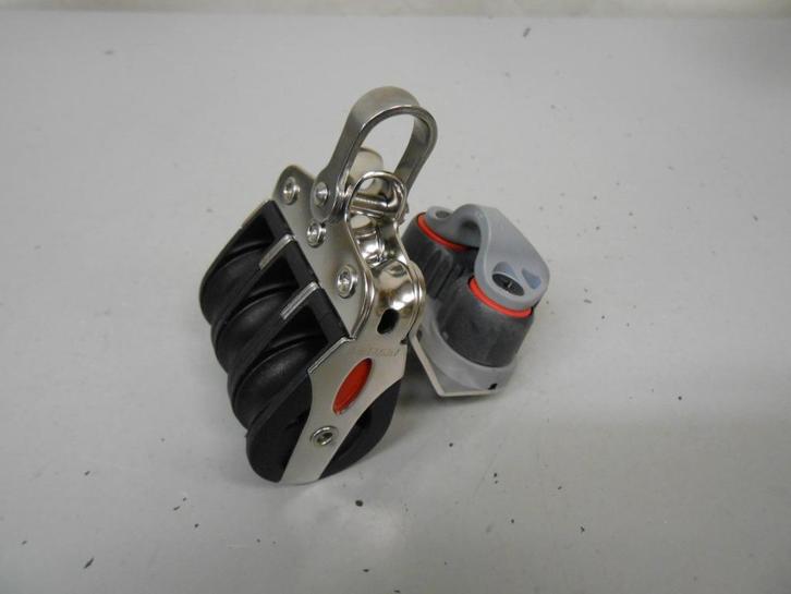 Ronstan Grootschootblok + Klem, 3-schijfs, kogellagers, 8 mm, Watersport en Boten, Accessoires en Onderhoud, Nieuw, Lijn of Blok