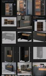set meubels kasten dressoir vitrine hout grijs kast plank, Ophalen, Zo goed als nieuw