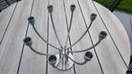 Metalen (geborsteld RVS) luxe design kandelaar, Ophalen, Metaal, 25 tot 50 cm