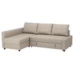 FRIHETEN beige slaapbank, Huis en Inrichting, Beige, Tweepersoons, Ophalen of Verzenden, Zo goed als nieuw