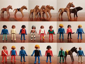 Vintage PLAYMOBIL - poppetjes & paarden - RETRO jaren 80 beschikbaar voor biedingen