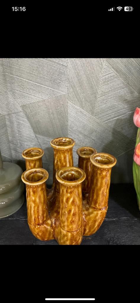 Keramieken Vaas met 6 Openingen, Huis en Inrichting, Woonaccessoires | Vazen, Nieuw, Overige kleuren, Minder dan 50 cm, Aardewerk of Porselein