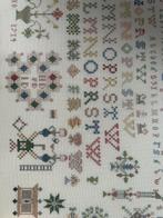 T.k Grote Ingelijste Geborduurde Merklap, Antiek en Kunst, Antiek | Kleden en Textiel, Ophalen