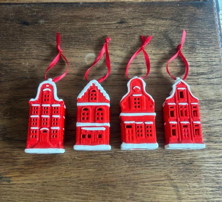 4 kerstboom hangers, grachtenpandjes, postcode loterij, Diversen, Kerst, Zo goed als nieuw, Ophalen of Verzenden