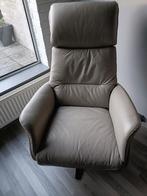 Leren draai fauteuil kleur taupe, Ophalen of Verzenden, Zo goed als nieuw, Minder dan 75 cm, 50 tot 75 cm
