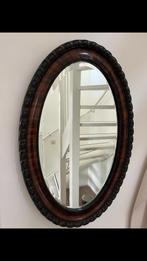 Antieke ovale Engelse spiegel met facetrand, 50 tot 100 cm, Minder dan 100 cm, Ophalen of Verzenden, Ovaal