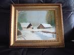 Prachtig gaaf olieverf winterschilderij in mooie lijst, Antiek en Kunst, Kunst | Schilderijen | Klassiek, Ophalen of Verzenden