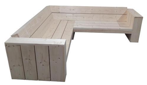 Hoekbank steigerhout bouwpakket, Tuin en Terras, Tuinsets en Loungesets, Nieuw, Steigerhout, 5 zitplaatsen, Bank, Ophalen of Verzenden