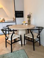 4 Wishbone Stoelen - Beukenhout Zwart, Huis en Inrichting, Ophalen, Gebruikt, Zwart, Vier