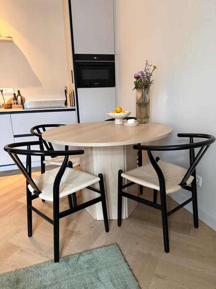 4 Wishbone Stoelen - Beukenhout Zwart, Huis en Inrichting, Stoelen, Gebruikt, Vier, Hout, Zwart, Ophalen