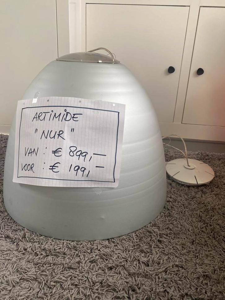 Artemide Nur Hanglamp lichtgrijs, Huis en Inrichting, Lampen | Hanglampen, Gebruikt, Minder dan 50 cm, Metaal, Ophalen of Verzenden