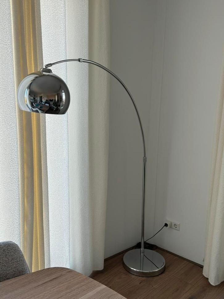 Booglamp zilver uitschuifbaar, Huis en Inrichting, Lampen | Vloerlampen, Gebruikt, 150 tot 200 cm, Ophalen
