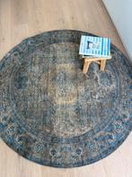 Vintage Rond Tapijt Blauw/ Groen 160 cm diameter, 150 tot 200 cm, Rond, Ophalen of Verzenden, Zo goed als nieuw