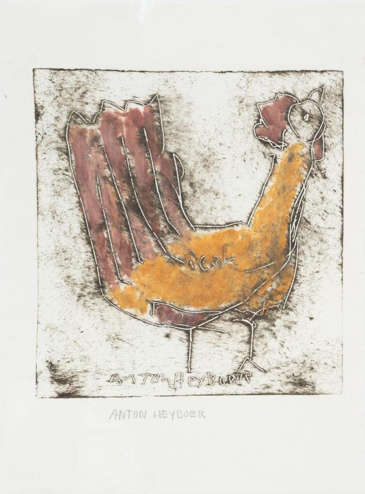 Anton Heyboer (1924-2005) - Kip, Antiek en Kunst, Kunst | Schilderijen | Modern, Ophalen of Verzenden