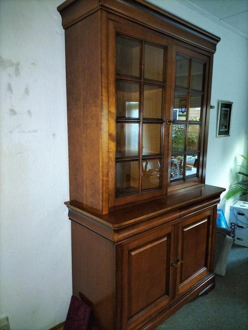 Prachtige hoge vitrinekast, mahoniehout, Huis en Inrichting, Kasten | Buffetkasten, Zo goed als nieuw, 200 cm of meer, 100 tot 150 cm