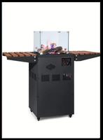 Vuurtafel-statafel met RVS brander en glazen ombouw, Ophalen, Nieuw, Vloer