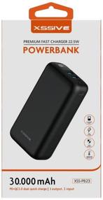 Xssive Powerbank Fast Charge 30.000mAh QC/PD XSS-PB23 Zwart, Telecommunicatie, Nieuw, Xssive, Ophalen of Verzenden