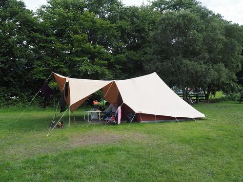 De Waard Stormvogel, + varioluifel + zijschermen, beige/rood, Caravans en Kamperen, Tenten, meer dan 6, Zo goed als nieuw, Ophalen