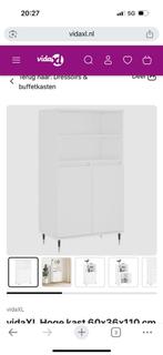 vidaXL Hoge Kast 60x36x110 cm Wit, Huis en Inrichting, Kasten | Buffetkasten, Minder dan 50 cm, 100 tot 150 cm, Nieuw, Ophalen of Verzenden