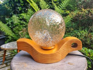 Temde tafellamp wandlamp hout amberglas wabisabi beschikbaar voor biedingen
