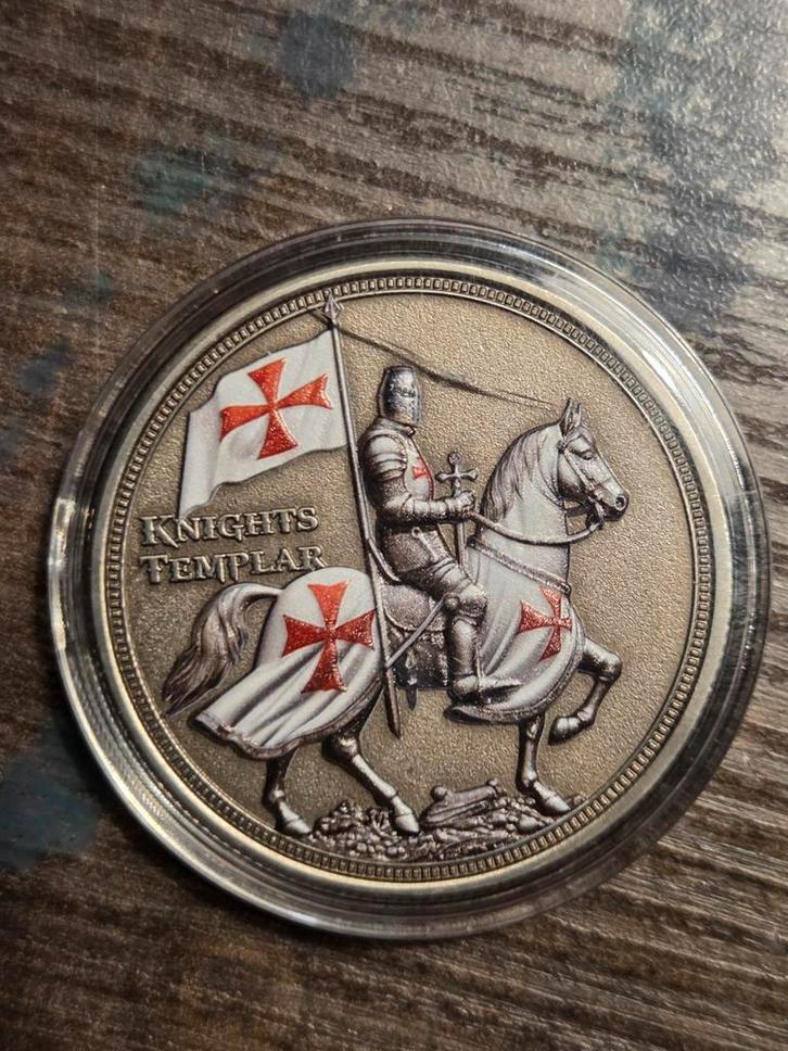 Tempeliers Munt - Zilverkleurig, Verzamelen, Religie, Ophalen of Verzenden