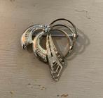 Vintage antieke oude zilverkleur strass broche jugendstil, Overige materialen, Gebruikt, Met strass, Minder dan 4 cm