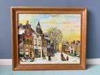 Olieverfschilderij Winter Eikenhout lijst 47,5 x 57 cm, Ophalen of Verzenden