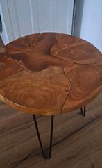 Leuk rond houten tafeltje bijzettafel, Ophalen, Zo goed als nieuw, Rond, Minder dan 55 cm