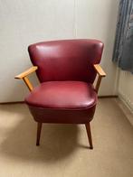Cocktailfauteuil bordeauxrood jaren 50/60, Huis en Inrichting, Fauteuils, Ophalen, Hout, Gebruikt, Vintage