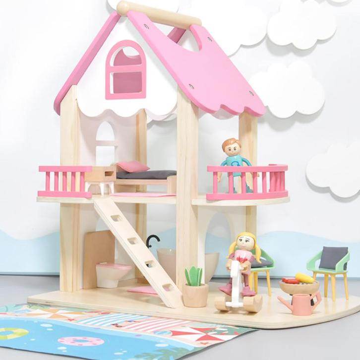 Prachtig houten poppenhuis – compleet met accessoires!, Kinderen en Baby's, Speelgoed | Poppenhuizen, Nieuw, Poppenhuis, Ophalen of Verzenden