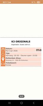 1 tickets K3 Ahoy 6 april, Eén persoon, April
