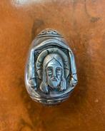 Zilver Griekse antieke orthodox Jesus en Maria Egg icoon., Ophalen of Verzenden