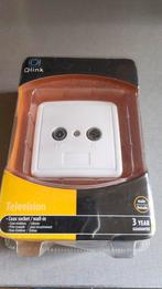 Nieuwe Q-Link Coax Wandcontactdoos 3 stuks, Ophalen of Verzenden, Nieuw, Minder dan 2 meter, Coaxiale kabel