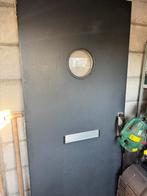 hardhouten voordeur, Doe-het-zelf en Verbouw, Deuren en Horren, Ophalen, Gebruikt, 200 tot 215 cm, Glas