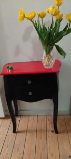 Gepimpt landelijk vintage/retro houten nachtkastje/ladenkast, Ophalen, 50 tot 100 cm, Zo goed als nieuw, 25 tot 50 cm