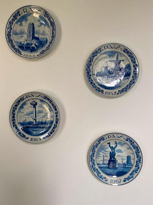 4 wandborden Delfts Blauw RVS, Antiek en Kunst, Antiek | Wandborden en Tegels, Ophalen